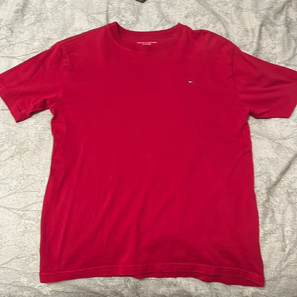 Tommy Hilfiger red tshirt, slight stain pictured on arm